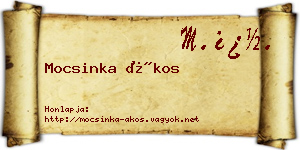 Mocsinka Ákos névjegykártya
